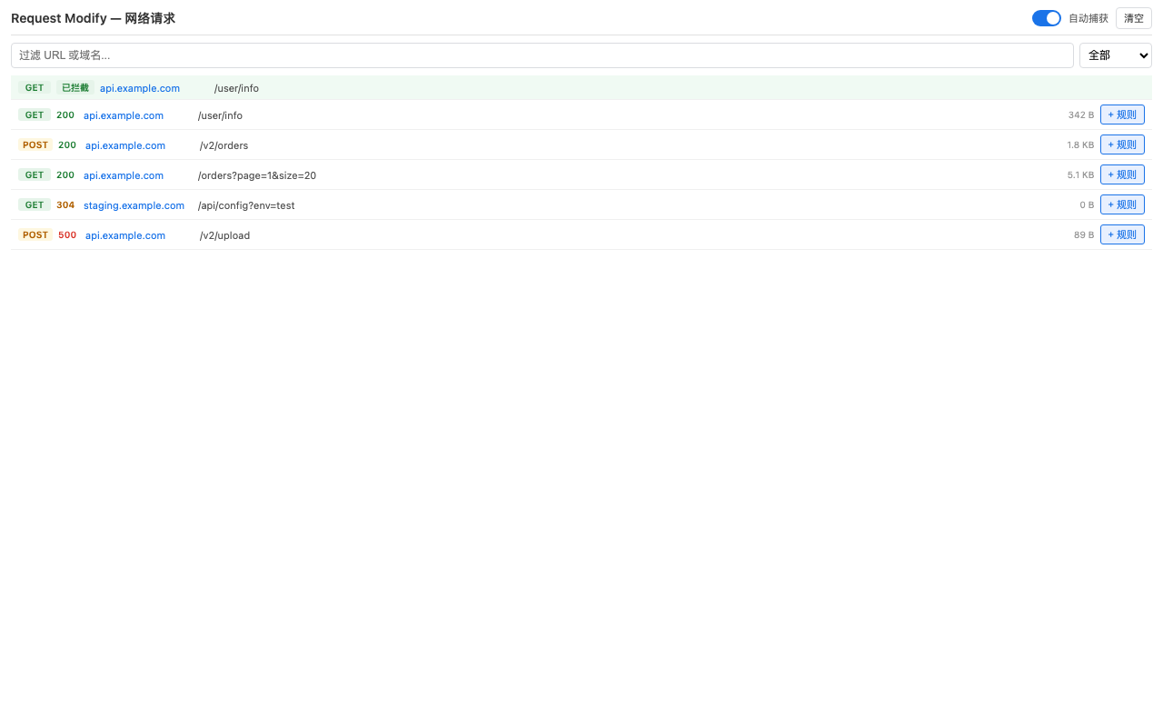 DevTools 面板抓到的网络请求列表